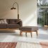 Bjorn - Footrest in solid oak and brown-coloured fabric