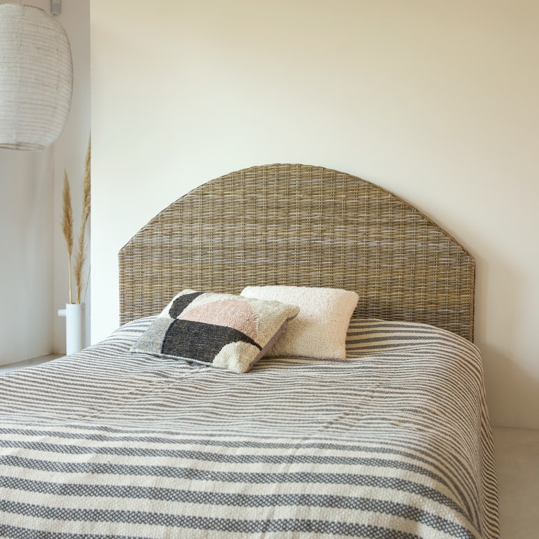 Round cane headboard sales