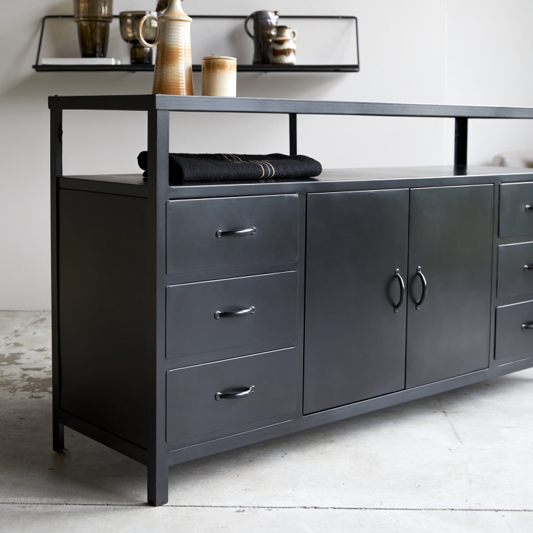 Industrial style TV unit in metal Industrial style TV stand Tikamoon