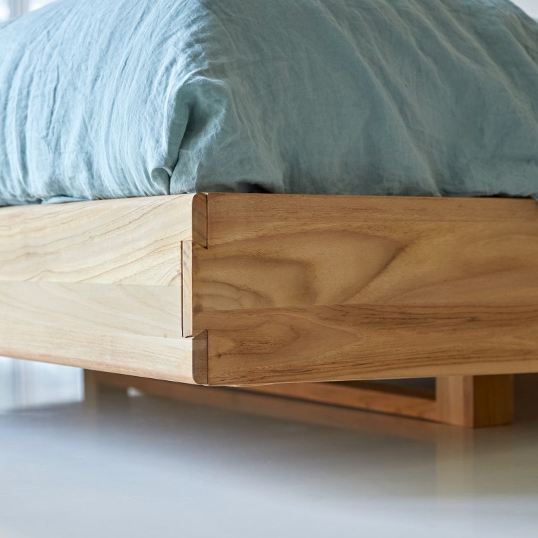 160x200 teak bed Flat solid teak bed sale at Tikamoon Tikamoon