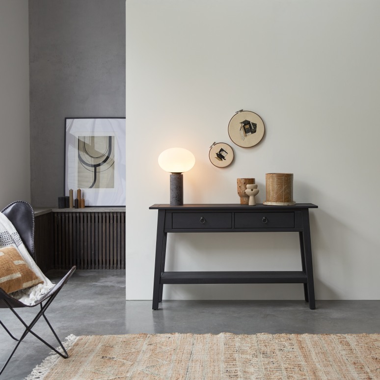 Thaki Black - Solid Pine Console Table with two drawers