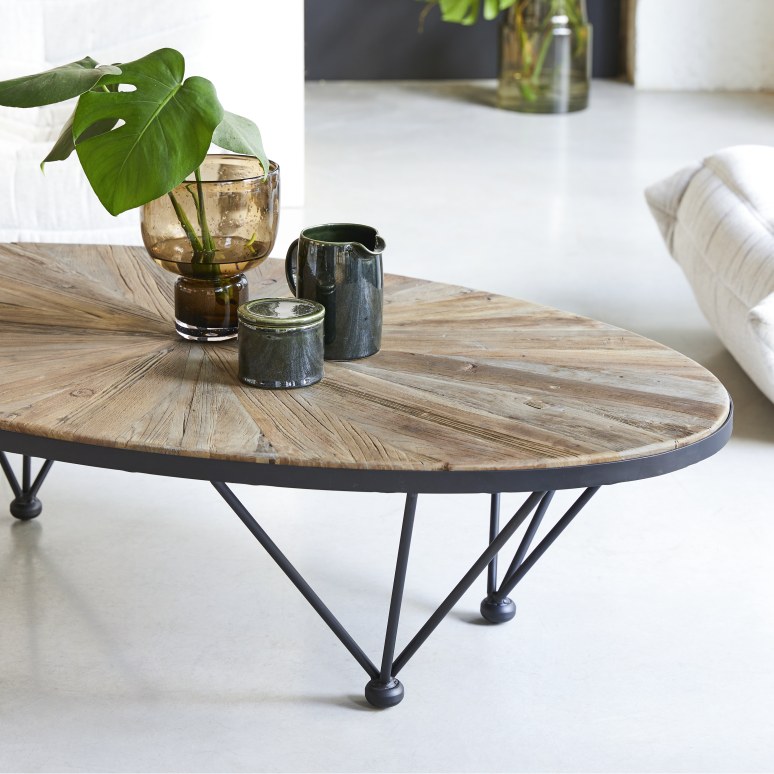 Lancelot - Reclaimed Solid Elm and Metal Coffee Table