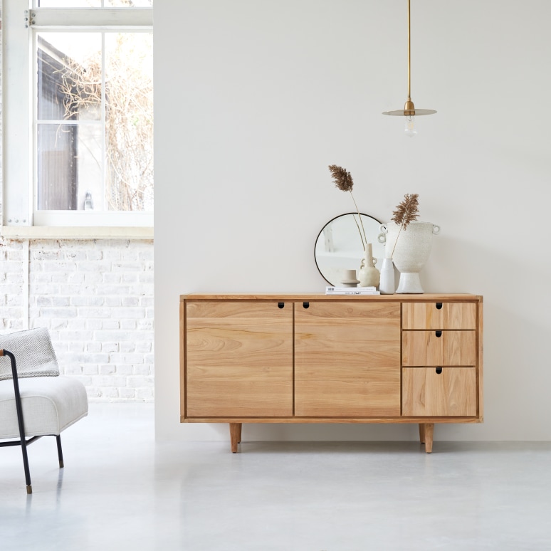 Solid teak Sideboard 145 cm Dining Room Sideboards Tikamoon