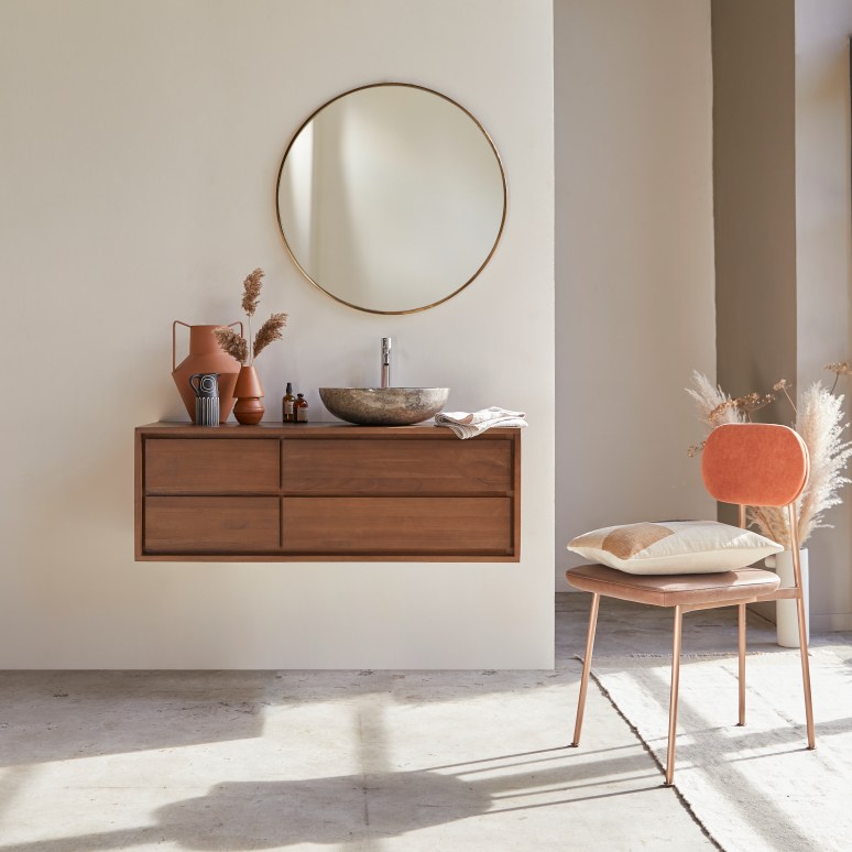 Solid teak vanity unit 120 cm