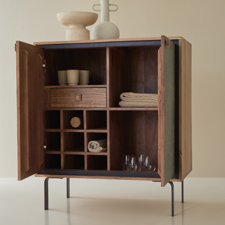 Acacia bar cabinet 90 cm Dining Room Sideboards Tikamoon