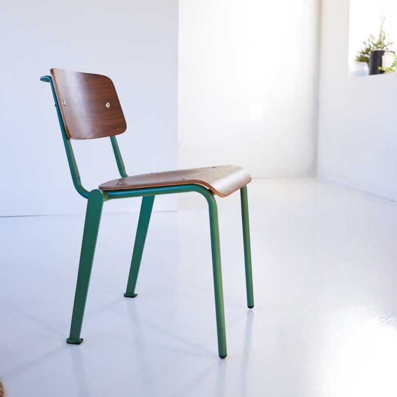 Mio - Lichen walnut and metal Chair