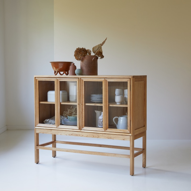 Mindi wood low Display cabinet Dining Room Kitchen Dressers and Cabinets Tikamoon