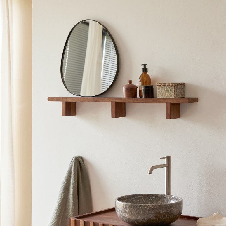 Solid sheesham horizontal bathroom Shelf Bathroom Shelving Tikamoon