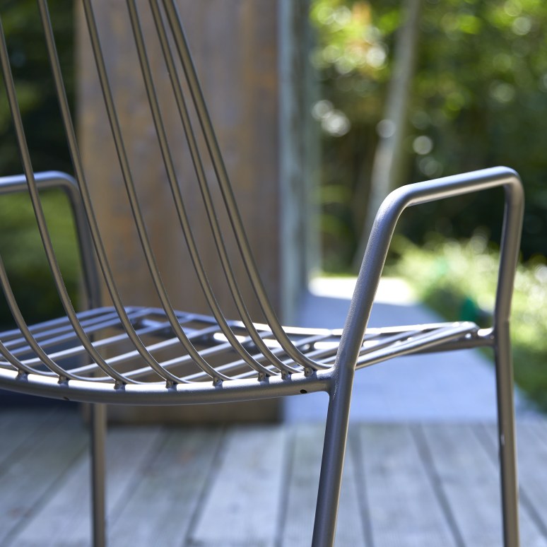Dark grey metal outdoor armchair Sale of garden seating at Tikamoon