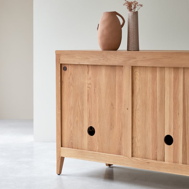 Low oak sideboard 115 cm Sitting room storage furniture Tikamoon