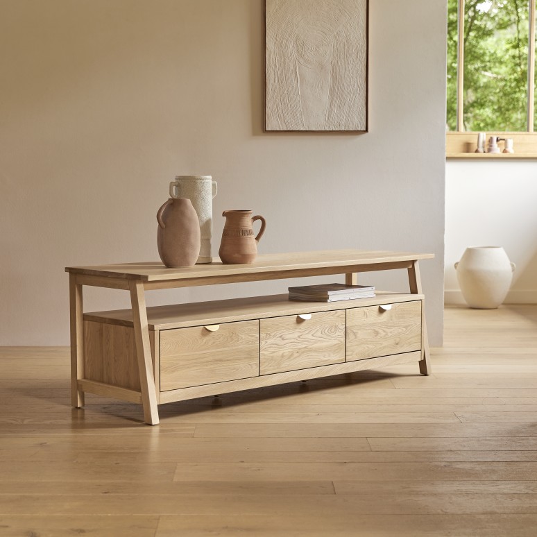 Solid oak TV Stand 150 cm Living room TV Stands Tikamoon