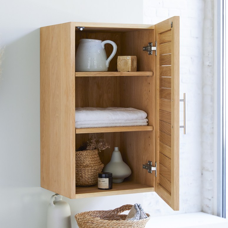 Solid oak bathroom Storage set Bathroom Cupboards Tikamoon
