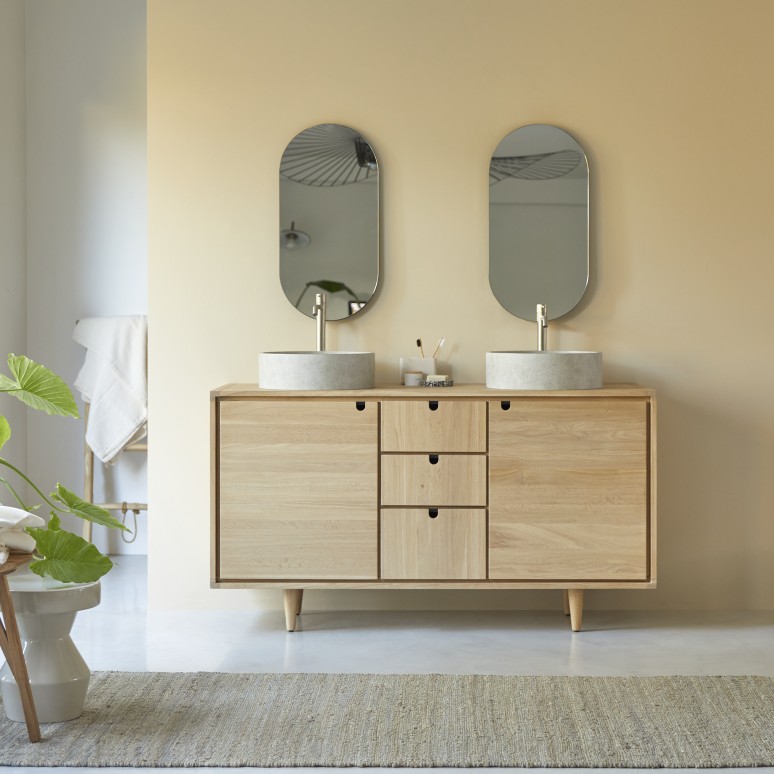 Jonàk - Mueble bajo lavabo en roble macizo 145 cm