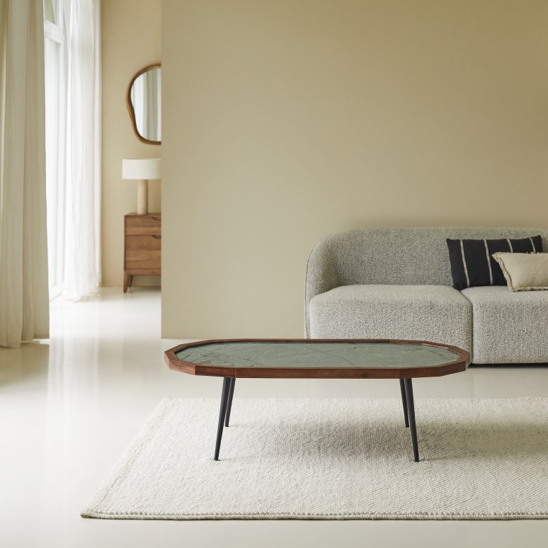 Massief palissander en marmeren salontafel