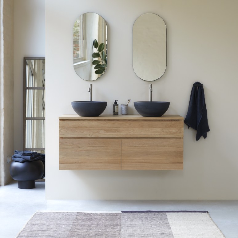 Jacob - Solid oak vanity unit 120 cm