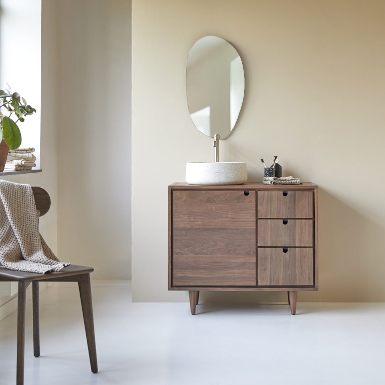 Jonàk - Solid walnut vanity unit 95 cm