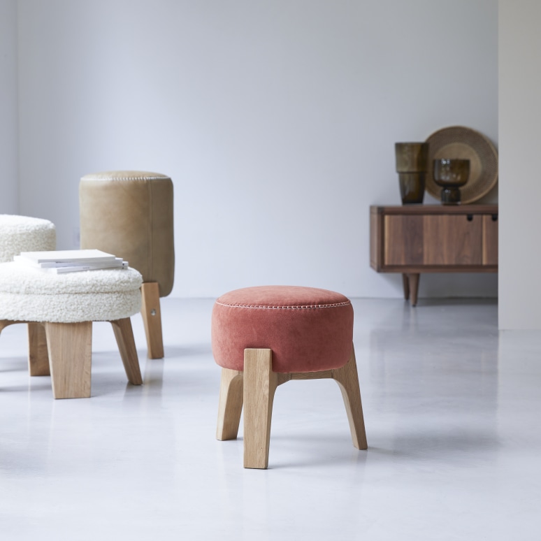 Drum - Sienna Solid Oak Stool