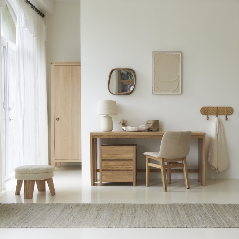 Eden - Solid oak desk with drawer storage unit