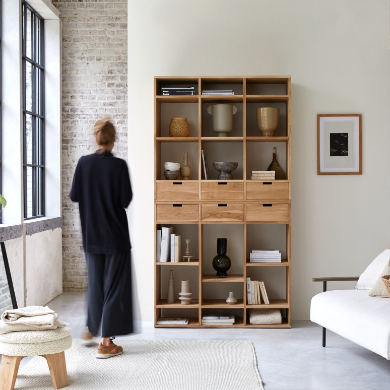 Miho - Solid Teak Tall Bookcase