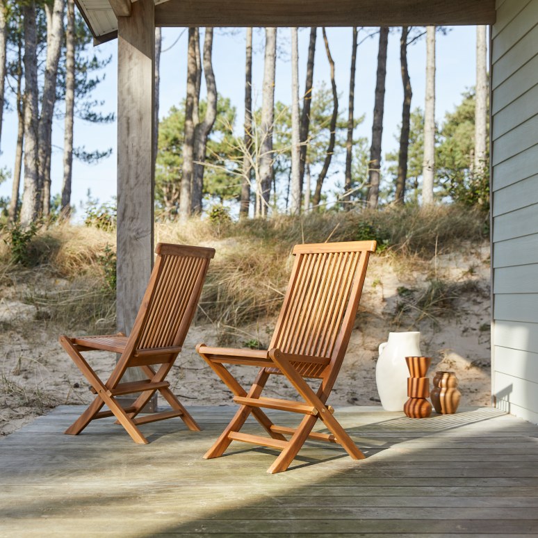 Capri - Ensemble de 2 Chaises de jardin en acacia massif