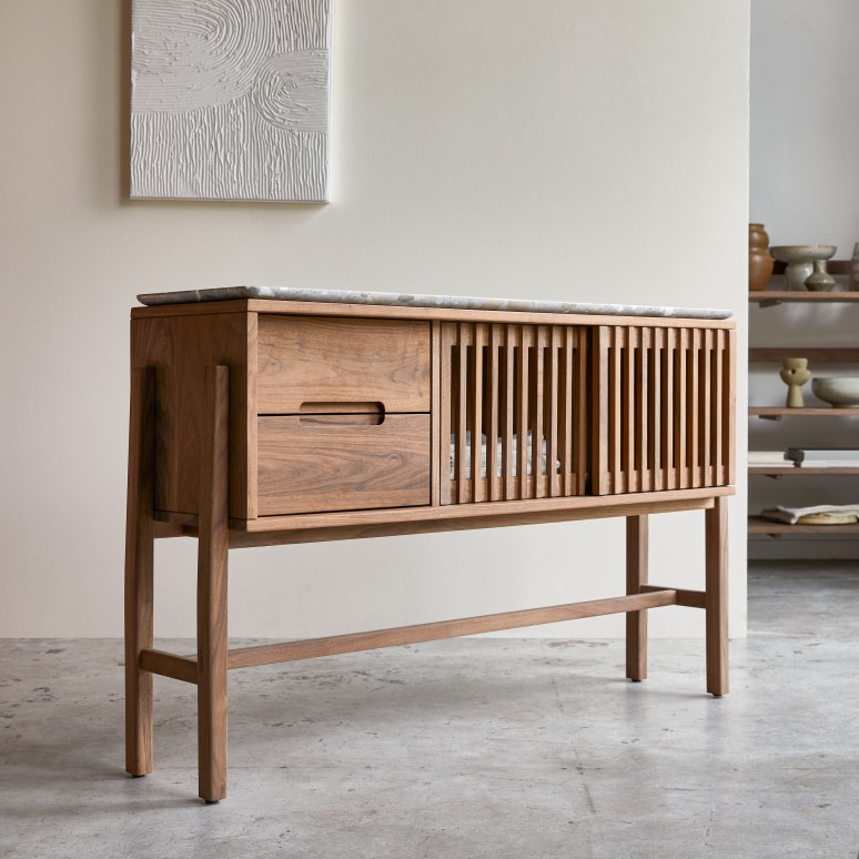 Isaure - Solid Walnut and Premium Terrazzo Console Table