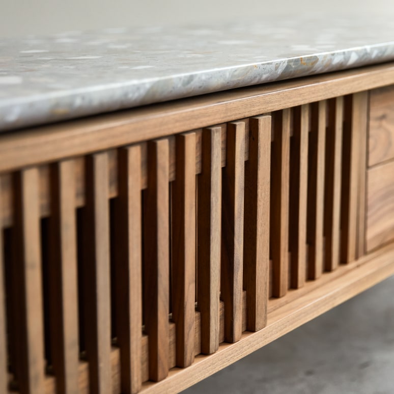 Isaure - Solid Walnut and Premium Terrazzo TV Stand