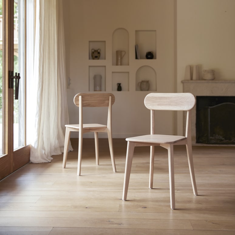 Abel - Set of 2 Solid Oak Chairs