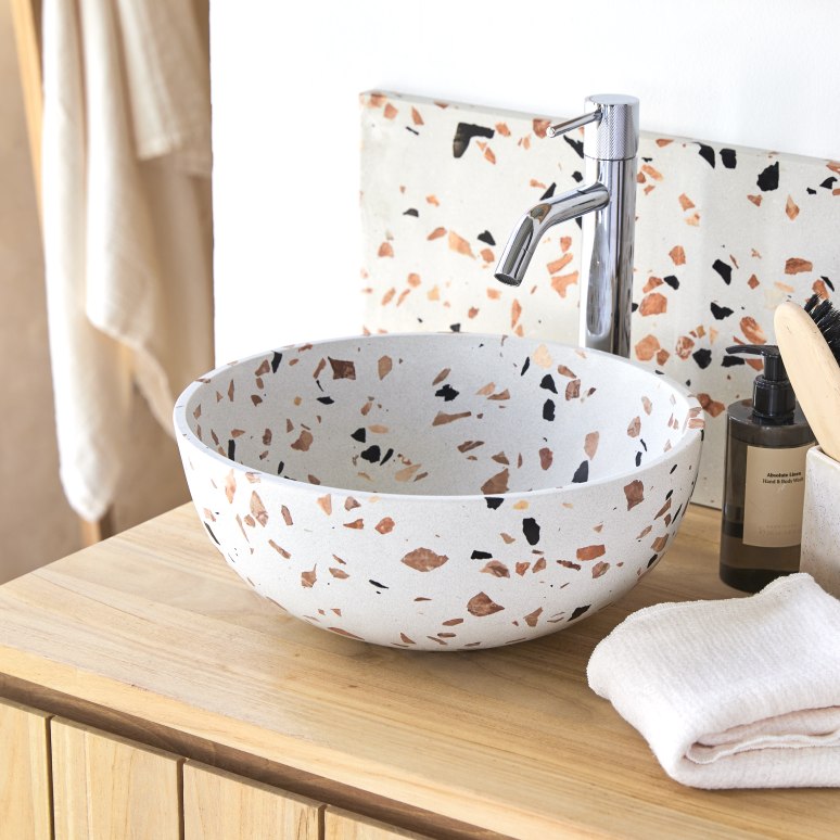 Elea - Round Brown Premium Terrazzo Bathroom Sink