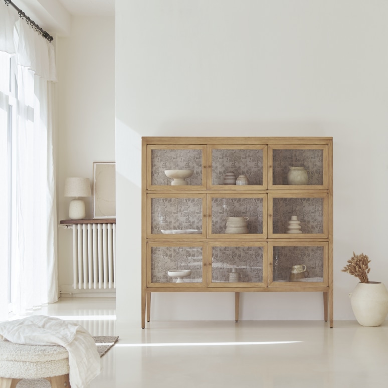 Vitrine en chêne 160cm - Meuble de rangement du séjour - Tikamoon