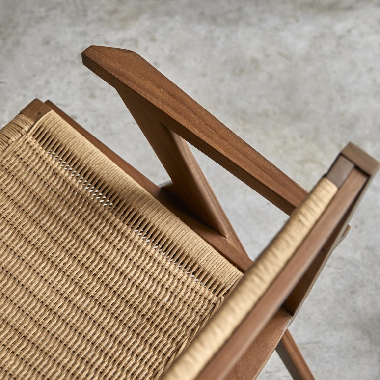 Tribute - Fauteuil bas en teck massif et tissage