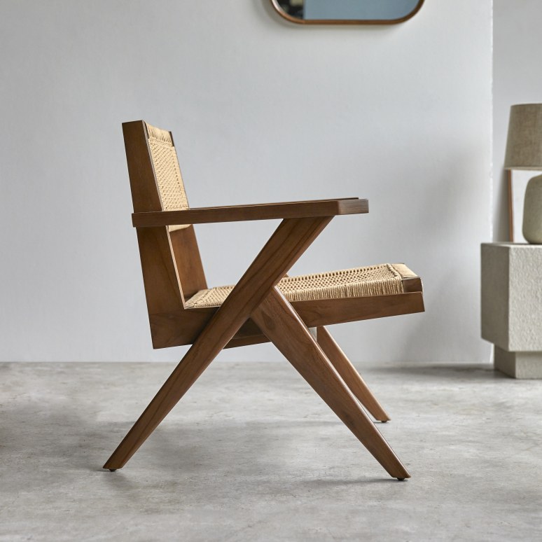Tribute - Fauteuil van massief teakhout met vlechtwerk