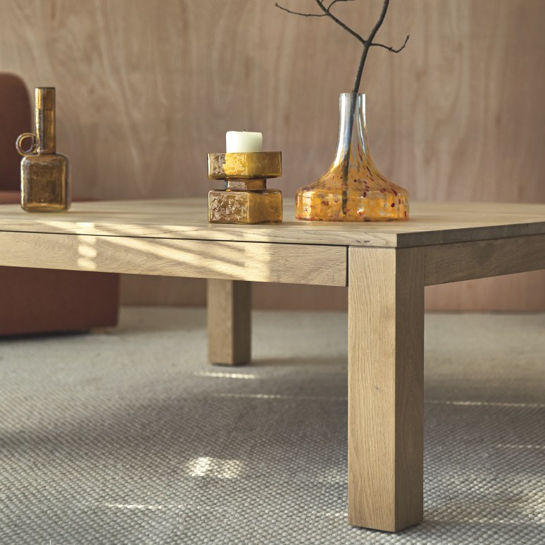 Solid oak coffee table with one drawer Living room Coffee Tables Tikamoon