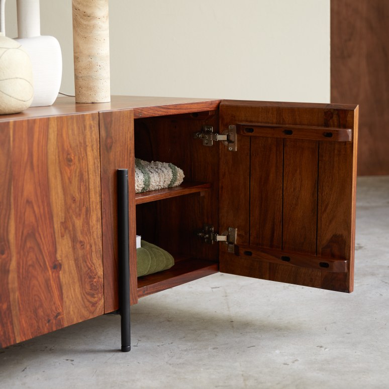 165 cm low sheesham sideboard Storage units for living rooms Tikamoon