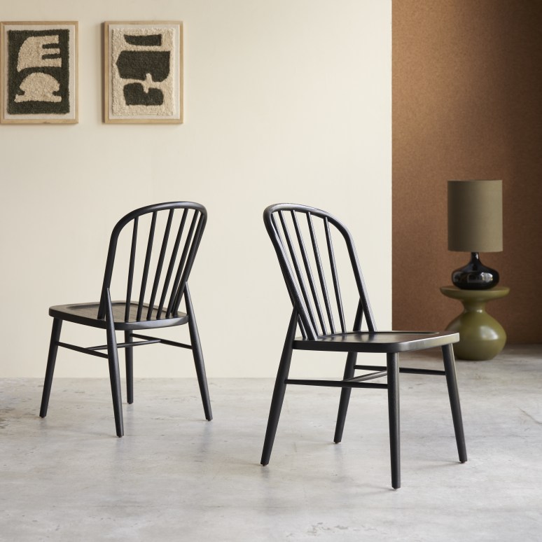 Leonor - Ensemble de 2 Chaises à barreaux en acacia massif noir