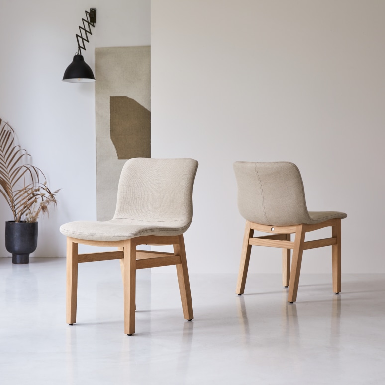 Cocoon - Set of 2 Solid Oak Linen Chairs