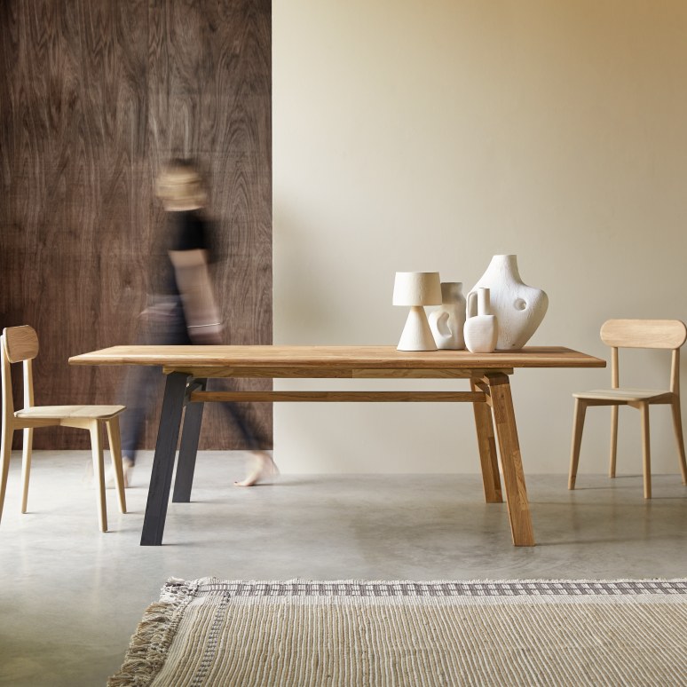 Rectangular dining table in recycled oak – seats 8