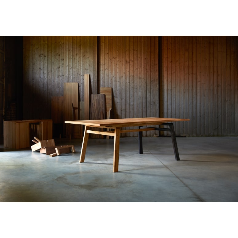 Sapristi - Mesa rectangular de roble reciclado para 8 personas