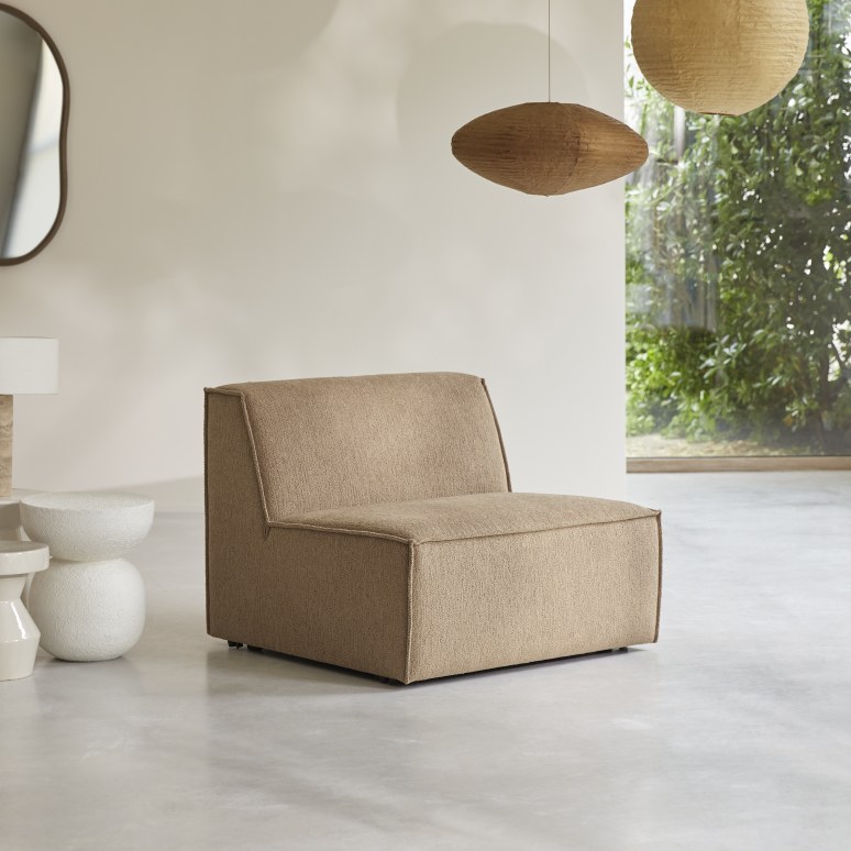 Dario - Poltrona lounge modulabile in tessuto cammello