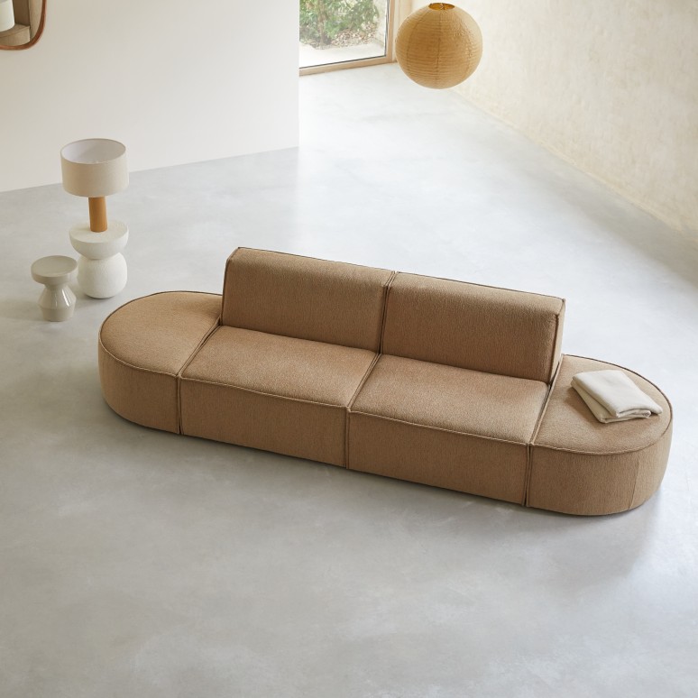 Dario - Modulares 2-Sitzer-Sofa aus camelfarbenem Stoff