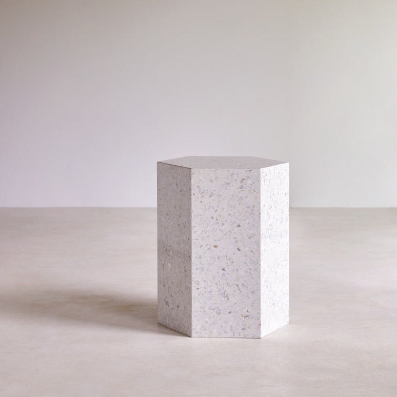 Premium terrazzo end table Living room End table pedestal table Tikamoon