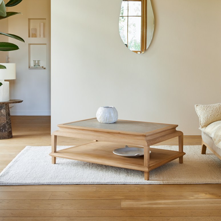 Achille - Rectangular coffee table in solid teak