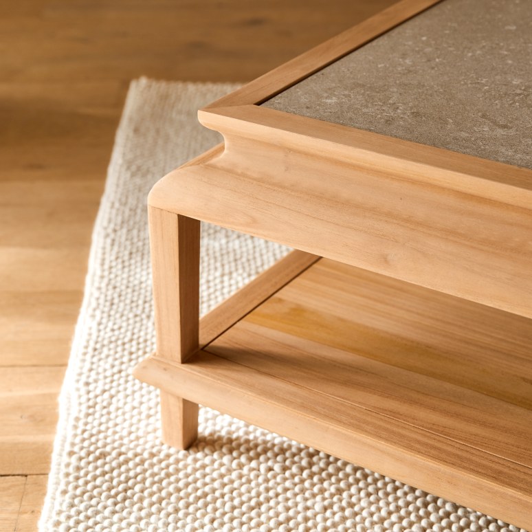 Achille - Vierkante salontafel van massief teak
