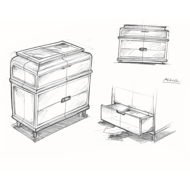 Achille - Chest of drawers in solid teak