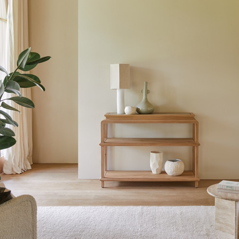 Consoletafel van massief teak 120 cm
