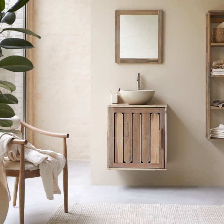 Lila - Solid acacia bathroom cabinet 60 cm