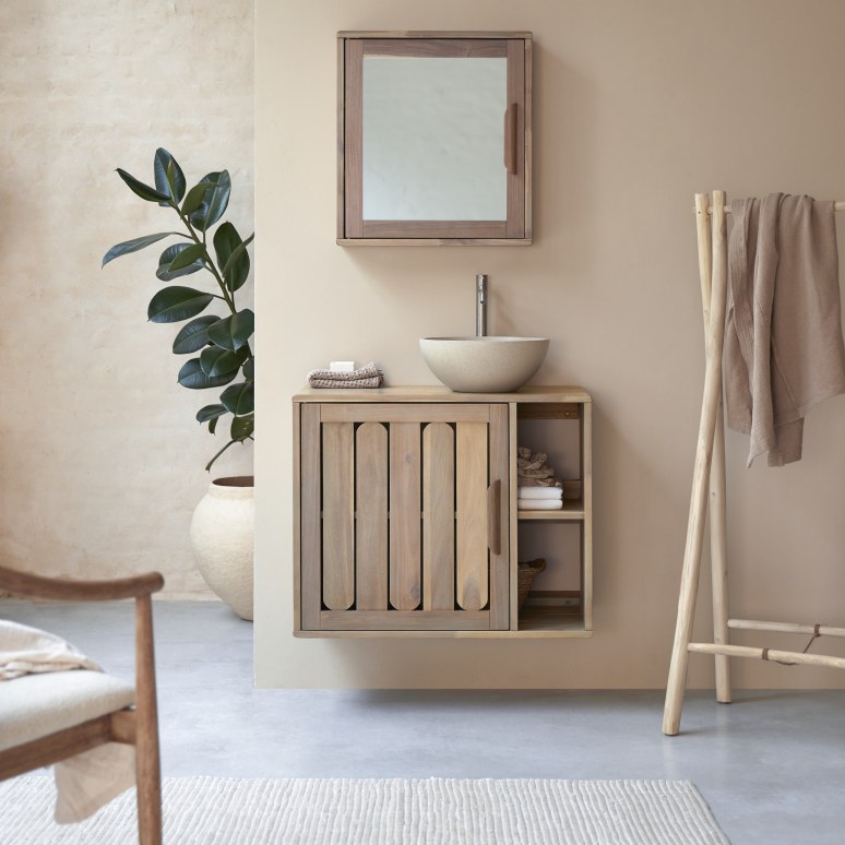 Lila - Mueble de baño de acacia maciza 80 cm