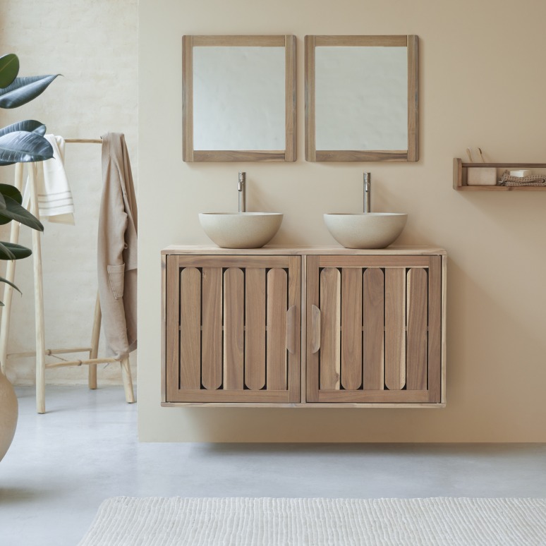 Lila - Mobile da bagno in acacia massello 120 cm