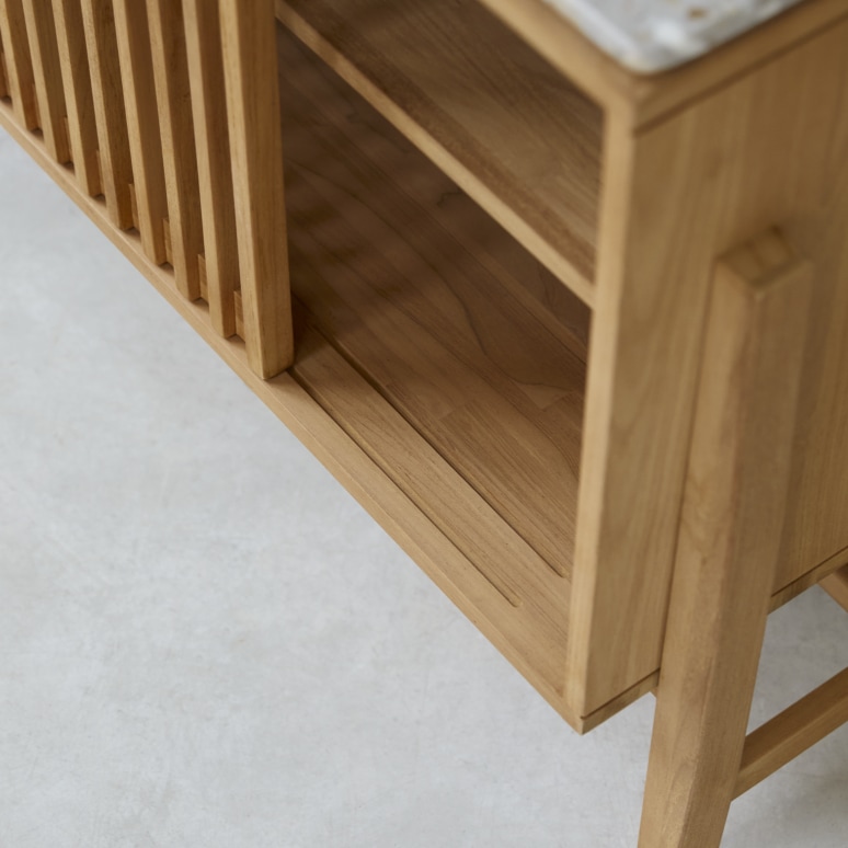 Isaure - Buffetkast van massief teakhout en premium terrazzo 160 cm