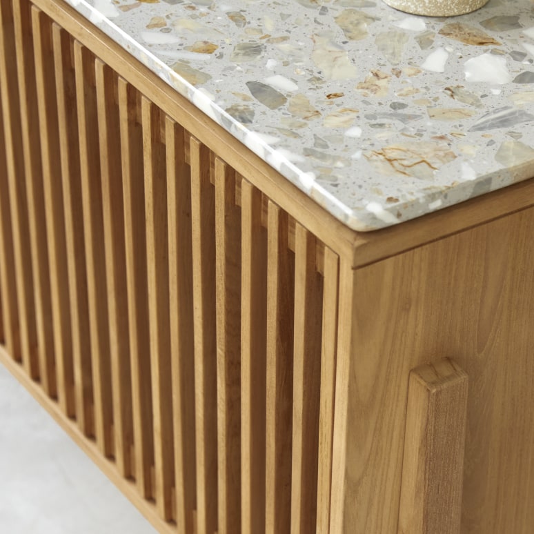 Isaure - Sideboard in solid teak and premium terrazzo - 160 cm