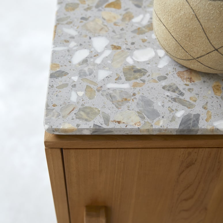 Isaure - Sideboard aus massivem Teakholz und Premium-Terrazzo 80 cm